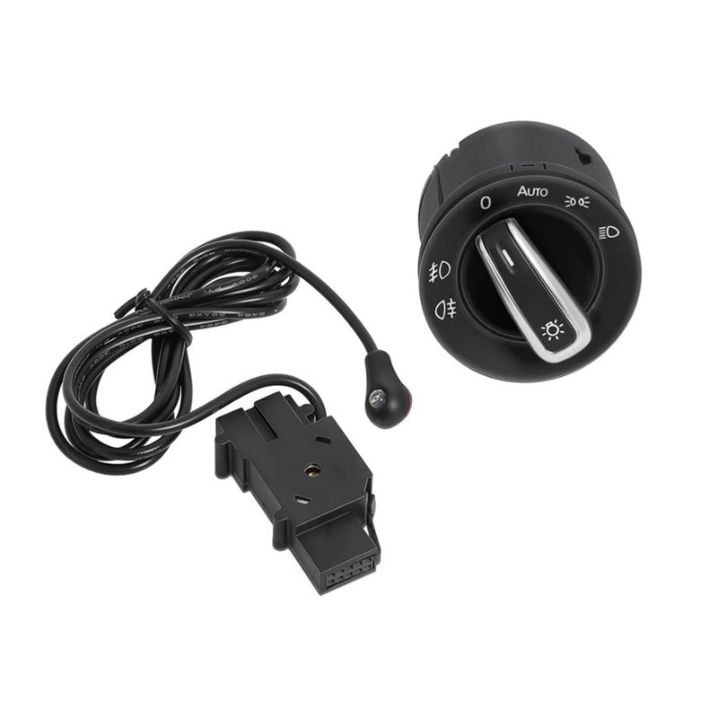 Ketofa Generic Auto Headlight Sensor Chrome Switch, Replacement for 5ND 941 431 B, Fits for Golf MK5 / Golf MK6 / Tiguan/Jetta MK5, Automatic Headlight On/Off - Image 1
